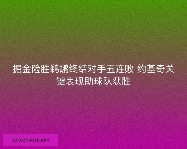 掘金险胜鹈鹕终结对手五连败 约基奇关键表现助球队获胜